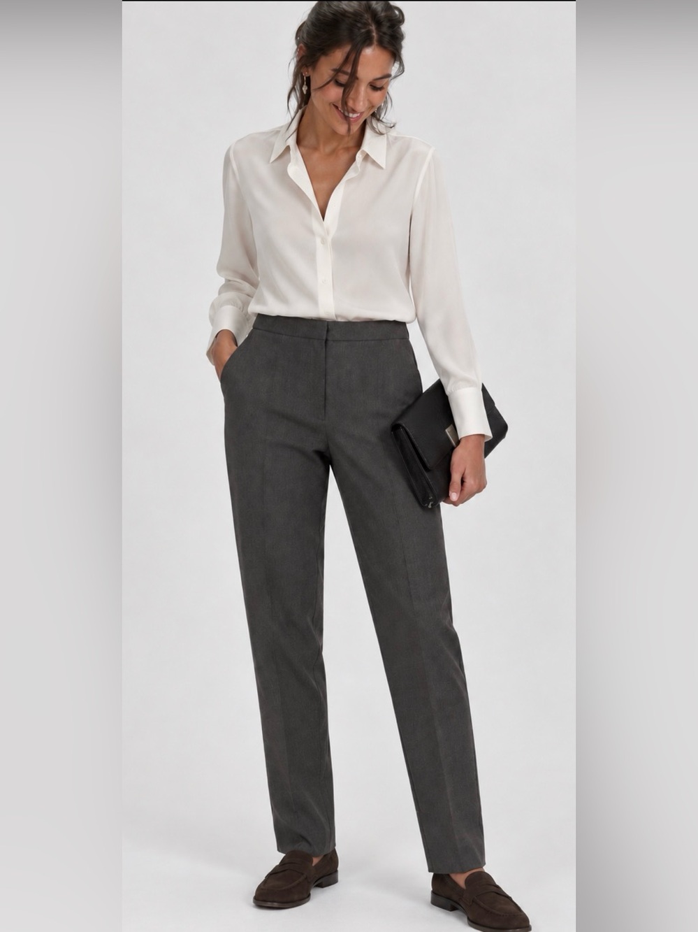 Marina Rinaldi Gray Straight Leg Ankle Dress Pants Slacks Trousers Size 21 US 12